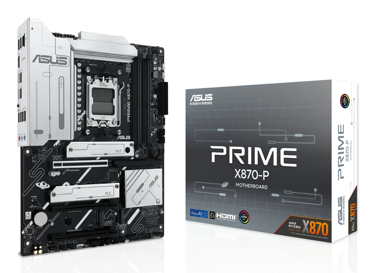 ASUS PRIME X870-P, AMD, Sokkel AM5, AMD Ryzen™ 3, AMD Ryzen™ 5, AMD Ryzen™ 7, AMD Ryzen 9 7th Gen, AMD Ryzen 9 8th Gen, AMD..., Sokkel AM5, DDR5-SDRAM, 192 GB