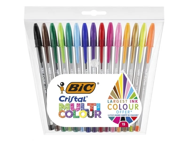 BIC Cristal Multicolour, Kuulakärkikynä, 15 kpl