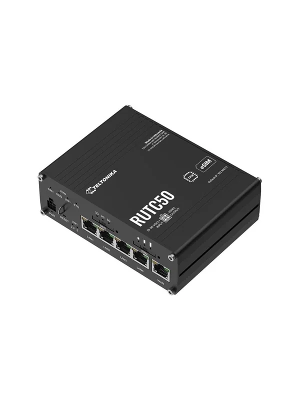 Teltonika RUTC50 - wireless router - WWAN - Wi-Fi 6 - 3G 4G 5G - DIN rail mountable wall-mountable surface-mountable - Wireless router Wi-Fi 6