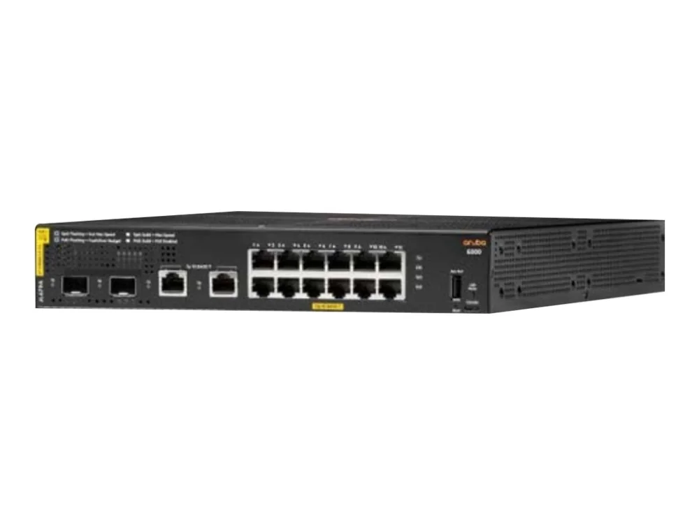 HPE Aruba 6000 12G Class4 PoE 2G/2SFP 139W Switch - Kytkin - Administreret - 12 x 10/100/1000 (PoE+) + 2 x Gigabit SFP + 2 x 1000Base-T - monterbar på stativ - PoE (139 W)