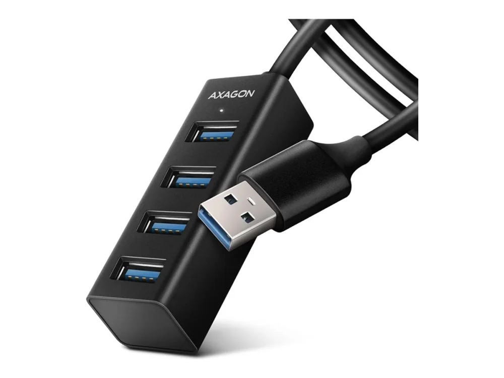 AXAGON SuperSpeed USB-A -minihubi 1.2 m kaapelilla USB hub - 4 porttia - USB 3.2 - Musta