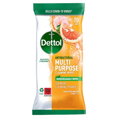 Dettol Mediterranean Vibe Antibakteeriset Yleispuhdistuspyyhkeet - 70 kpl