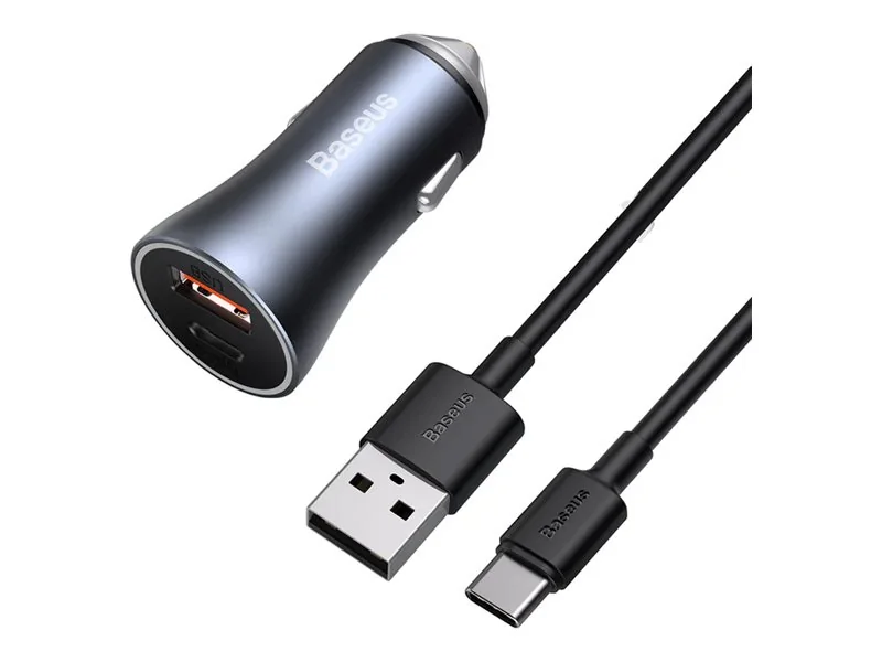 Baseus Golden Contactor Pro car charger USB + USB-C QC4.0+ PD SCP 40W (gray)