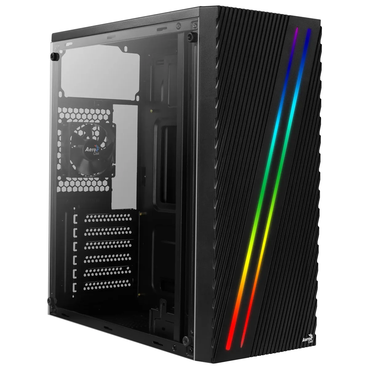 AEROCOOL Streak -miditornikotelo RGB-valaistuksella ja ikkunalla, musta