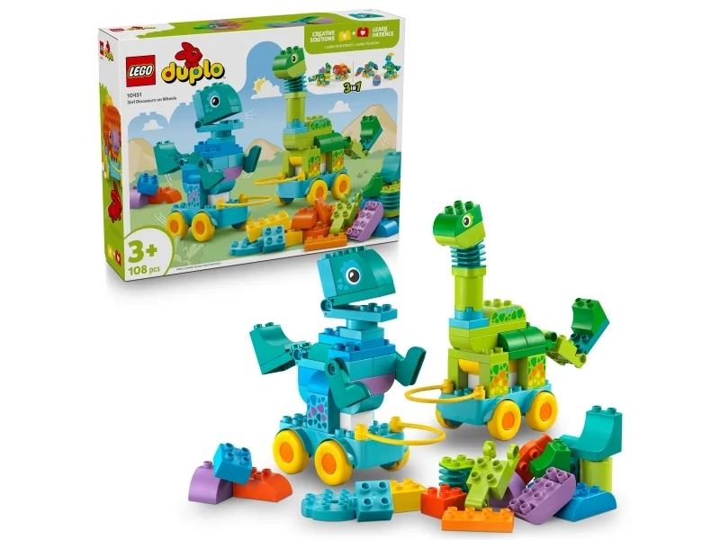 LEGO DUPLO 10451 Dinosauruksia pyörien päällä - 3 in 1 -setti