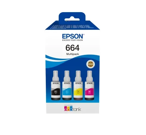 EPSON 664 EcoTank-mustepullopakkaus, 70 ml, monivärinen, 4 kpl