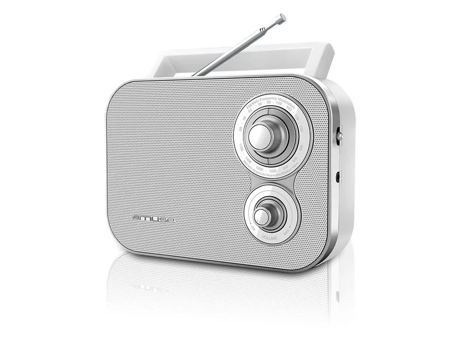 Muse M-051 RW, Kannettava, Analoginen, FM, MW, Valkoinen, Rotaatio, AC/Akku