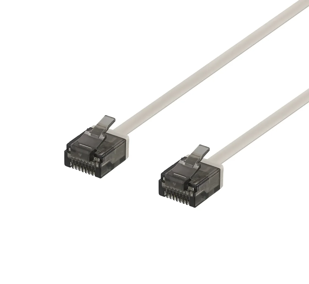 Deltaco U/UTP Cat6a laitekaapeli, litteä, 1mm paksu, 5m, harmaa, 5 m, Cat6a, U/UTP (UTP), RJ-45, RJ-45, Harmaa