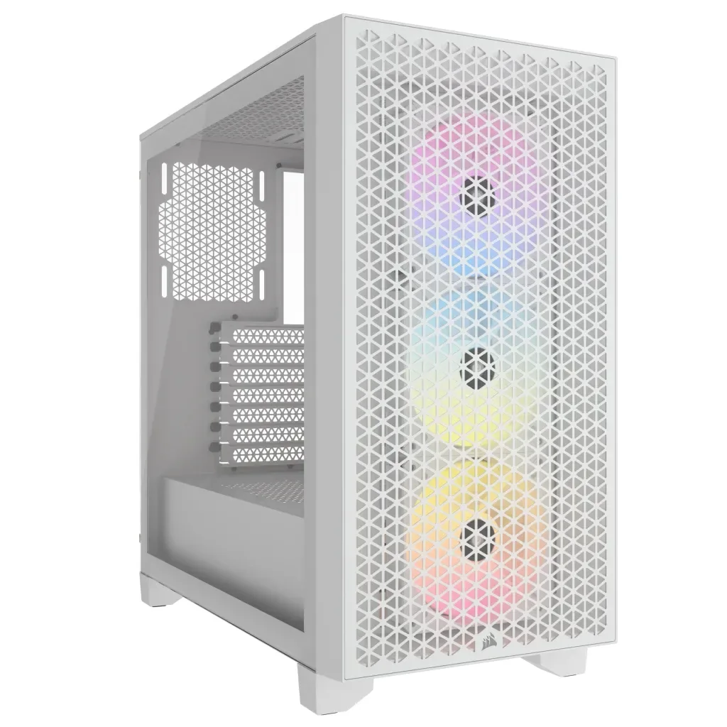CORSAIR 3000D RGB AIRFLOW -miditornikotelo ikkunalla ja RGB-valaistuksella, valkoinen