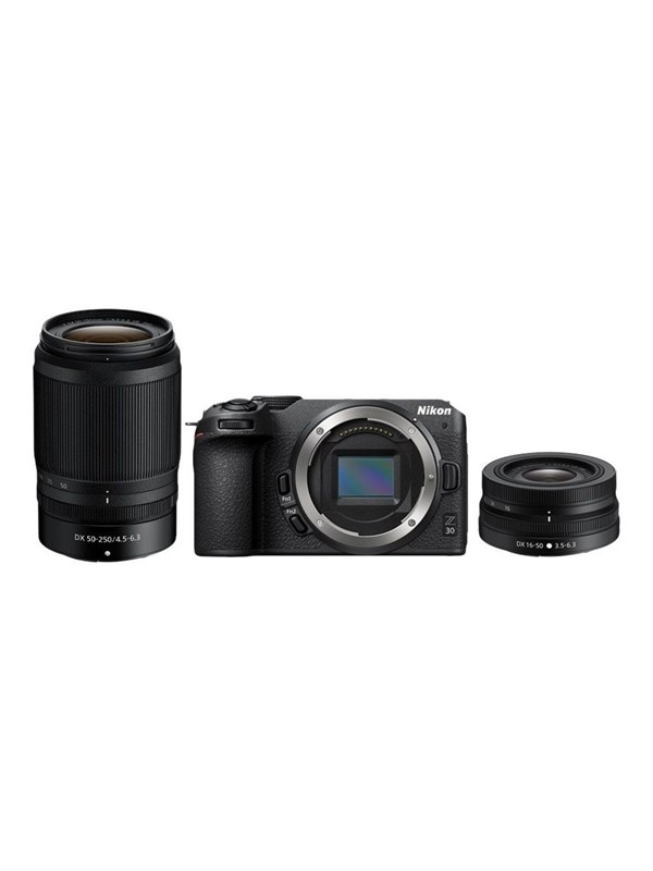 Nikon Z 30 -objektiivipaketti, jossa on 16-50 DX + 50-250 DX.