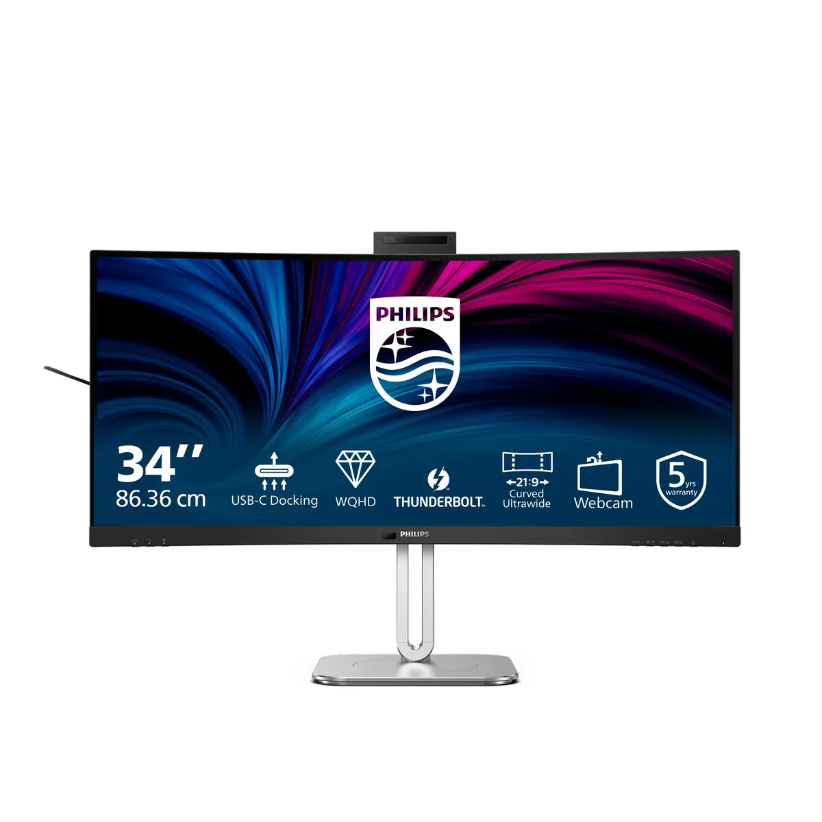Philips 34B2U6603CH 34" UWQHD, VA -kaareva näyttö, Thunderbolt 4
