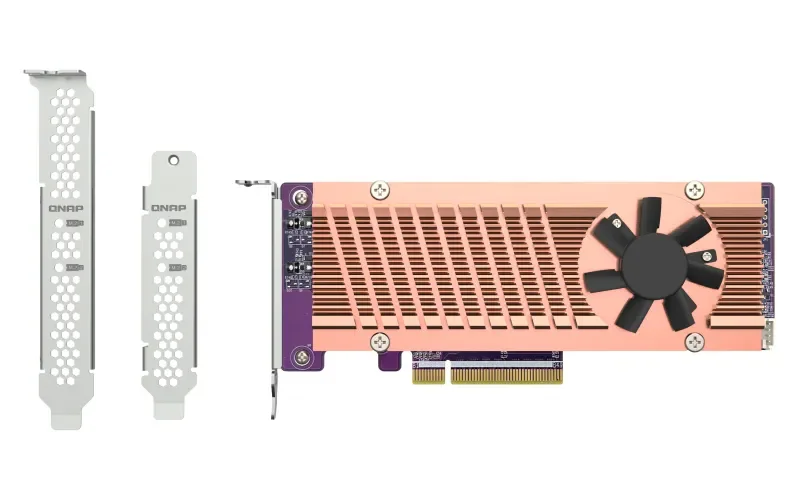 QNAP QM2-2P-384A - M.2 NVMe SSD -laajennuskortti, ruskea, harmaa