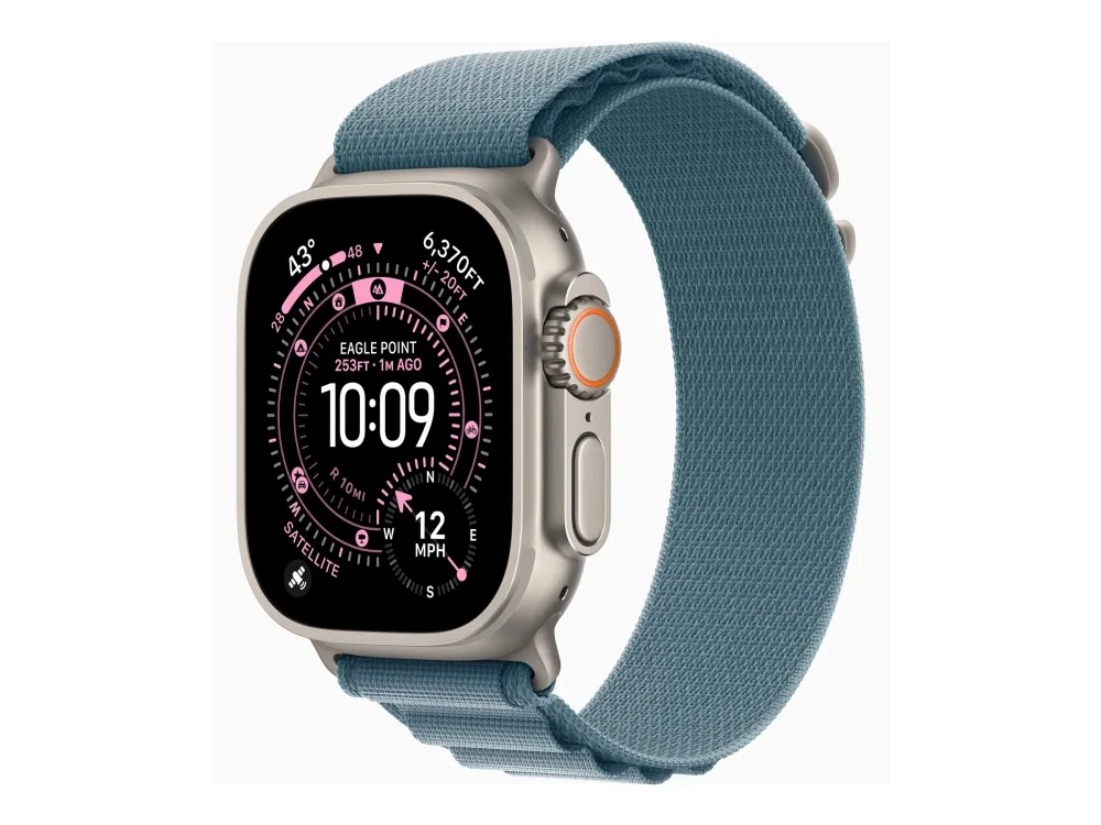 Apple Watch Ultra 3 GPS + Cellular 49mm Natural Titanium Case with Light Blue Alpine Loop - Medium