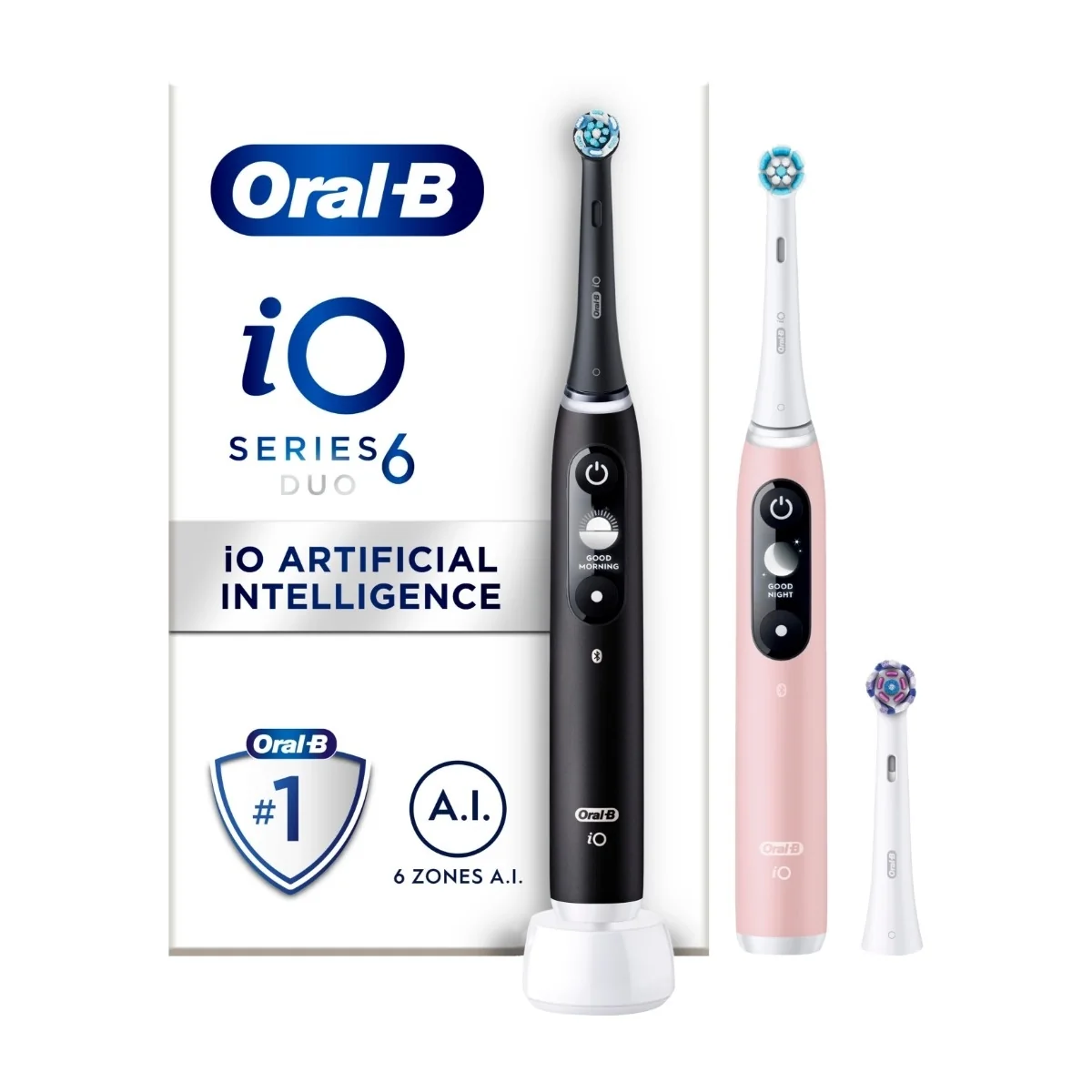 Oral-B iO6 Duo Pack -sähköhammasharja tuplapakkaus, Black Lava/Pink Sand