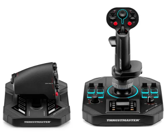 Thrustmaster Sol-R 4 HOTAS, Ohjain + moottorin ohjausvipu, PC, Analoginen/Digitaalinen, Punainen/Vihreä/Sininen, Langallinen, USB