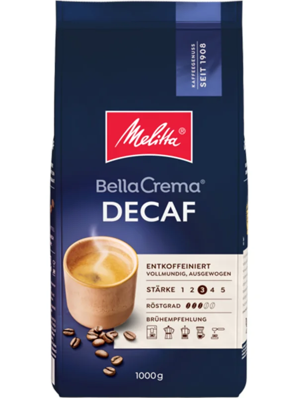 Melitta BellaCrema Decaffeinato Kofeiinittomat kahvipavut - 1000 g.