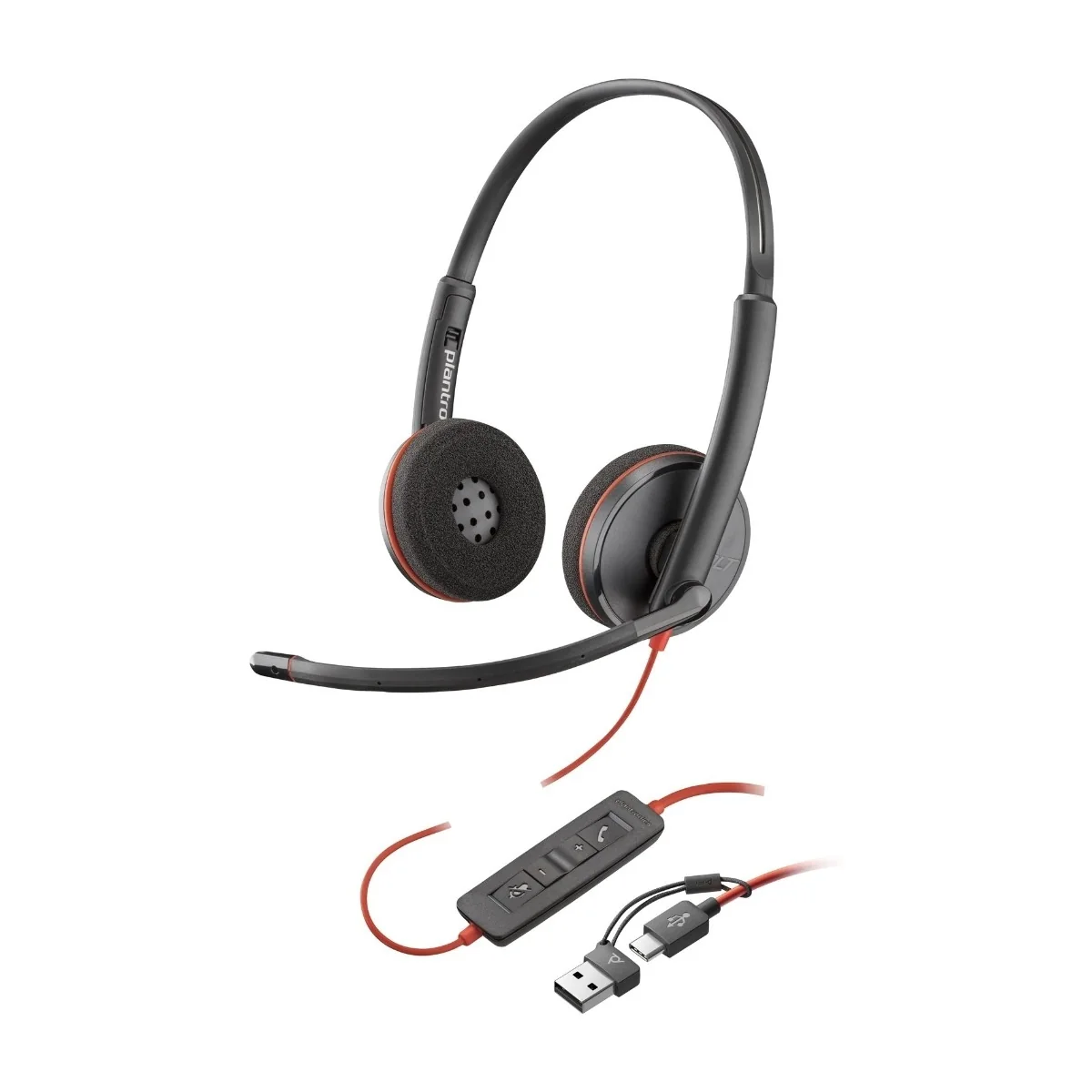 HP Poly Blackwire 3220 stereo headset, musta