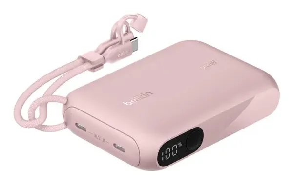 Belkin BoostCharge Power Bank 10K with Display 10000mAh, 20W -varavirtalähde, Vaaleanpunainen