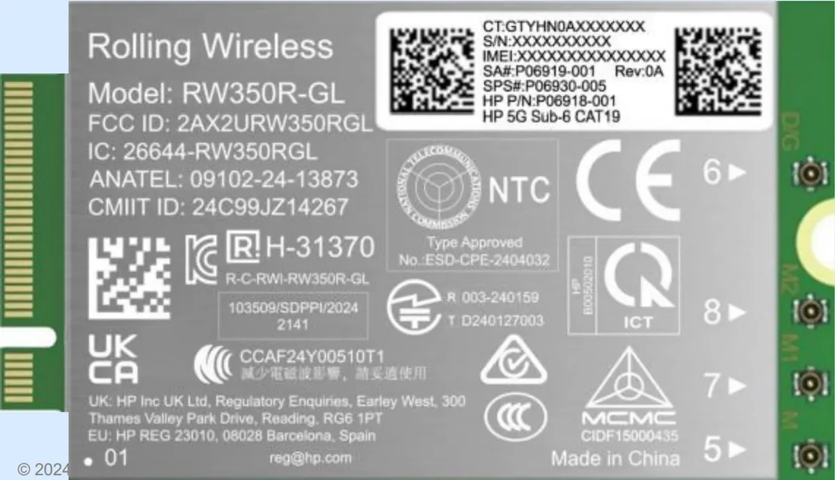 HP 5G Sub-6 WWAN, Sisäinen, Langaton, WWAN, WWAN