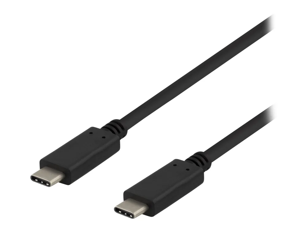 Deltaco Usb-c-kaapeli, 1m, 10gbps, 100w, 5a, Usb 3.1 Gen 2, Musta 1m Usb-c Usb-c Musta