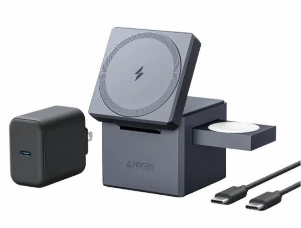 Anker 3-in-1 Cube with MagSafe, 15W -langaton latausasema, Musta