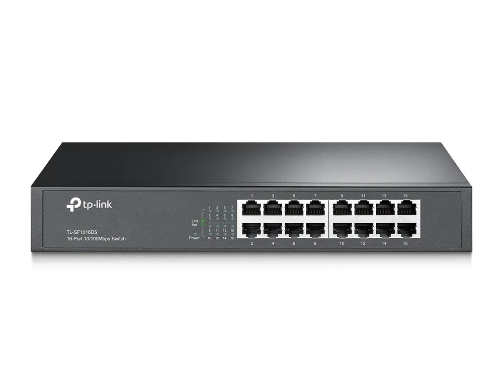 TP-Link TL-SF1016DS - 16-porttinen hallitsematon Fast Ethernet -kytkin, musta