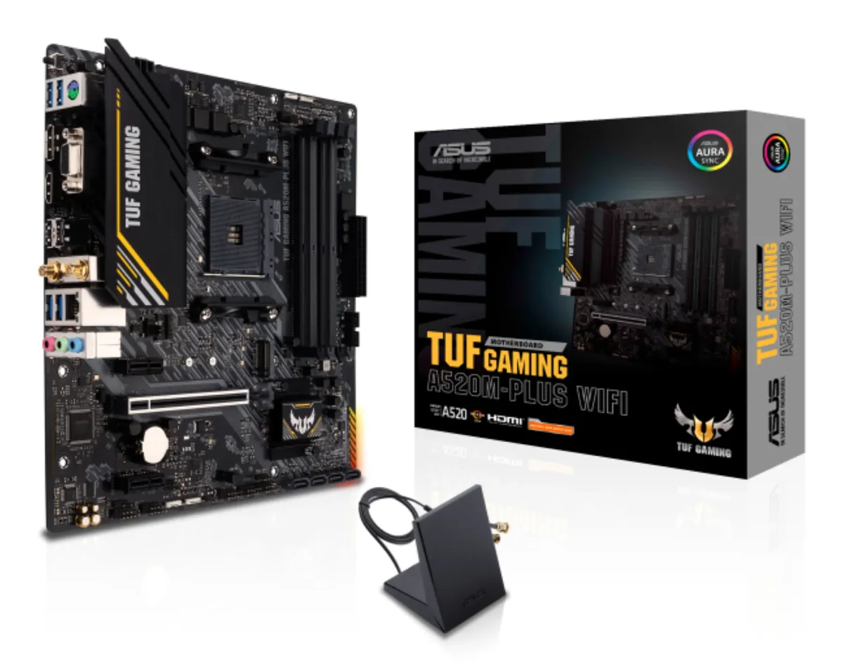 ASUS TUF PELI A520M-PLUS WIFI Emolevy - AMD A520 - AMD AM4 - DDR4 RAM - Micro-ATX