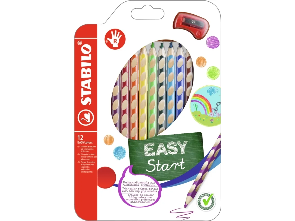 STABILO colored pencils EASYCOLOR R 12-STK ASS. For righthanded