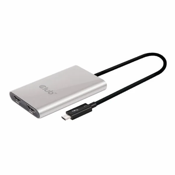 CLUB3D Thunderbolt 3 to Dual HDMI 2.0 Adapter, USB Type-C, 2x HDMI, HDMI 2.0, 3840 x 2160 pikseliä, Harmaa, Hopea, 60 Hz