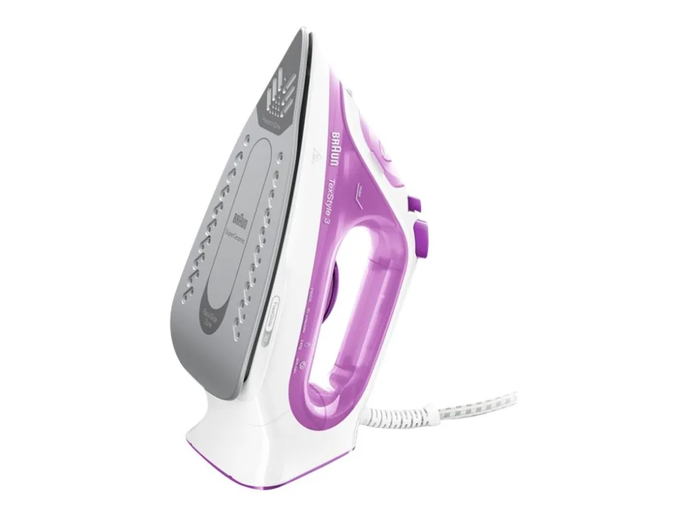 Braun TexStyle 3 SI3030PU, Höyrysilitysrauta, Keraaminen pohjalevy, 2 m, 145 g/min, Vaaleanpunainen, 45 g/min