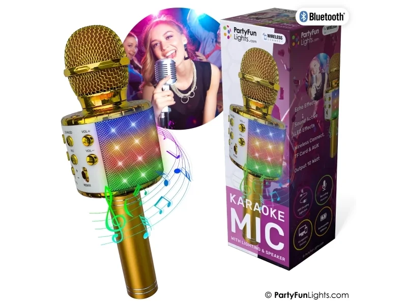 MUSIC Lightning karaoke mic party speaker gold 1200mA electroplate version