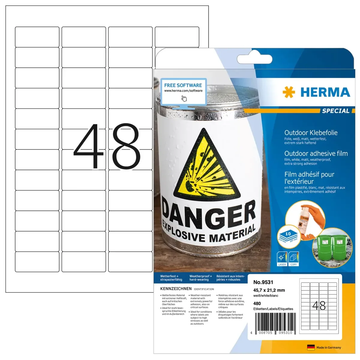 Herma label film extra strong 45,7x21,2 (480)
