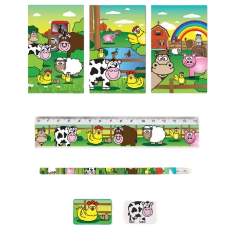 Fun Stationery Farm Animals Stationery Set – 5 kpl