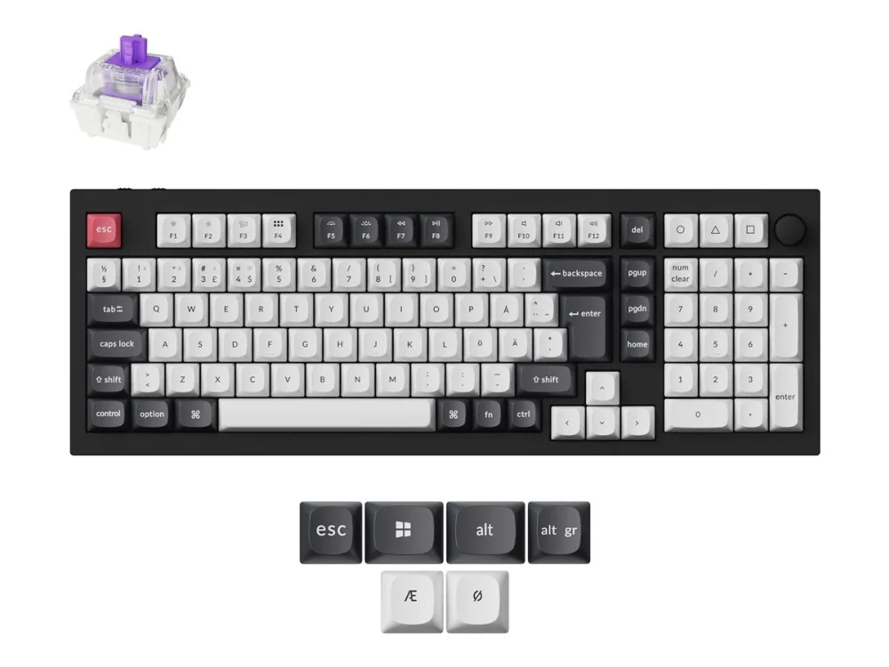 Keychron Q5 HE 96% Knob Wireless Tri-Mode QMK - Gateron 2.0 Magnetic Switch - Carbon Black - Pelinäppäimistö - Pohjoismainen - Musta