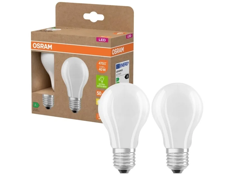 OSRAM 4099854253485 LED (RGB) lamppu EEK A (A - G) E27 Lampun muoto 2,2 W = 40 W Lämmin valkoinen (Ø x K) 60 mm x 60 mm 2 kpl