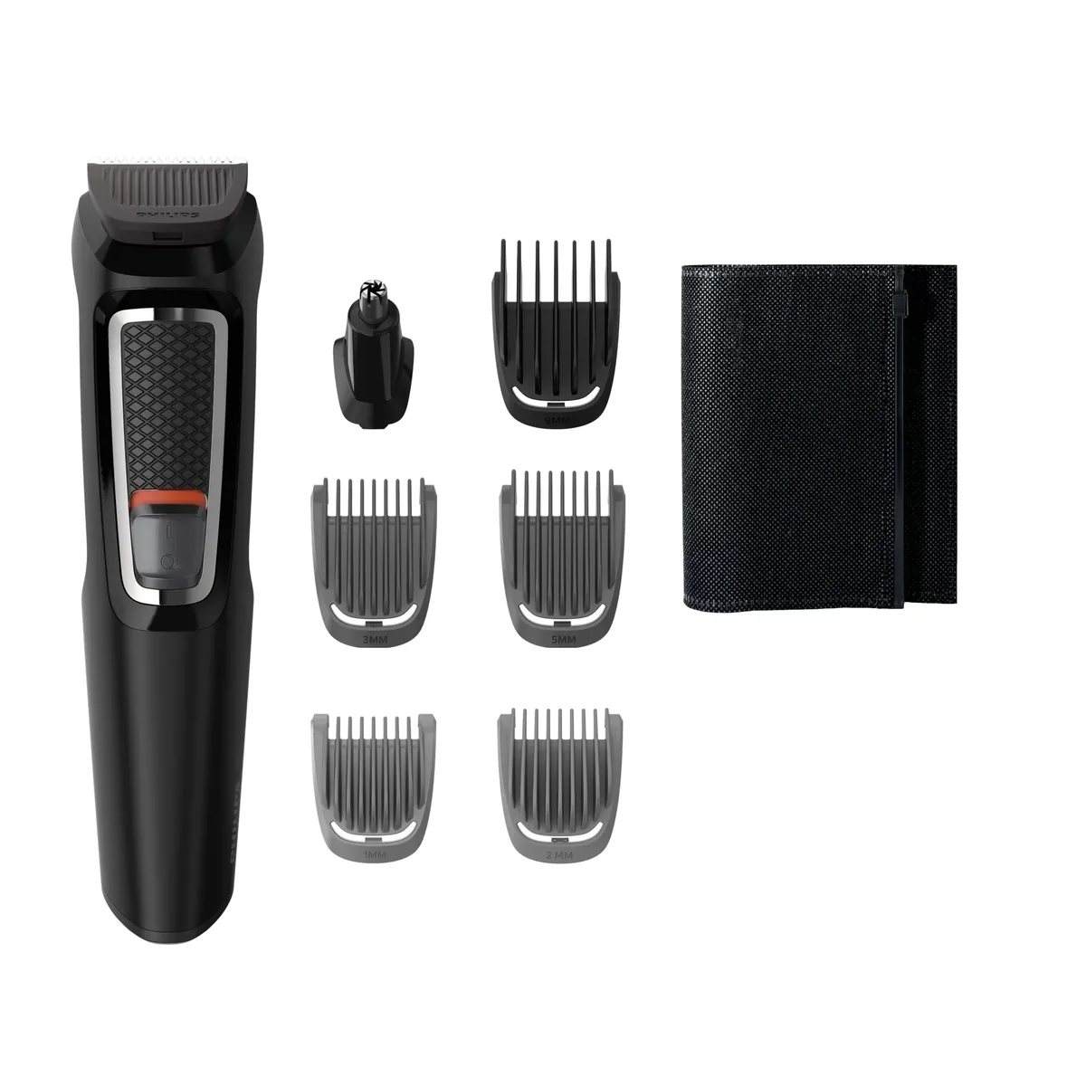 Philips MULTIGROOM Series 3000 7 työkalua, 7-in-1, kasvot ja hiukset, Musta, Suorakulmio, Parta, Korva, Kulmakarva, Viikset, Nenä, Ruostumaton teräs, Akku, 60 min