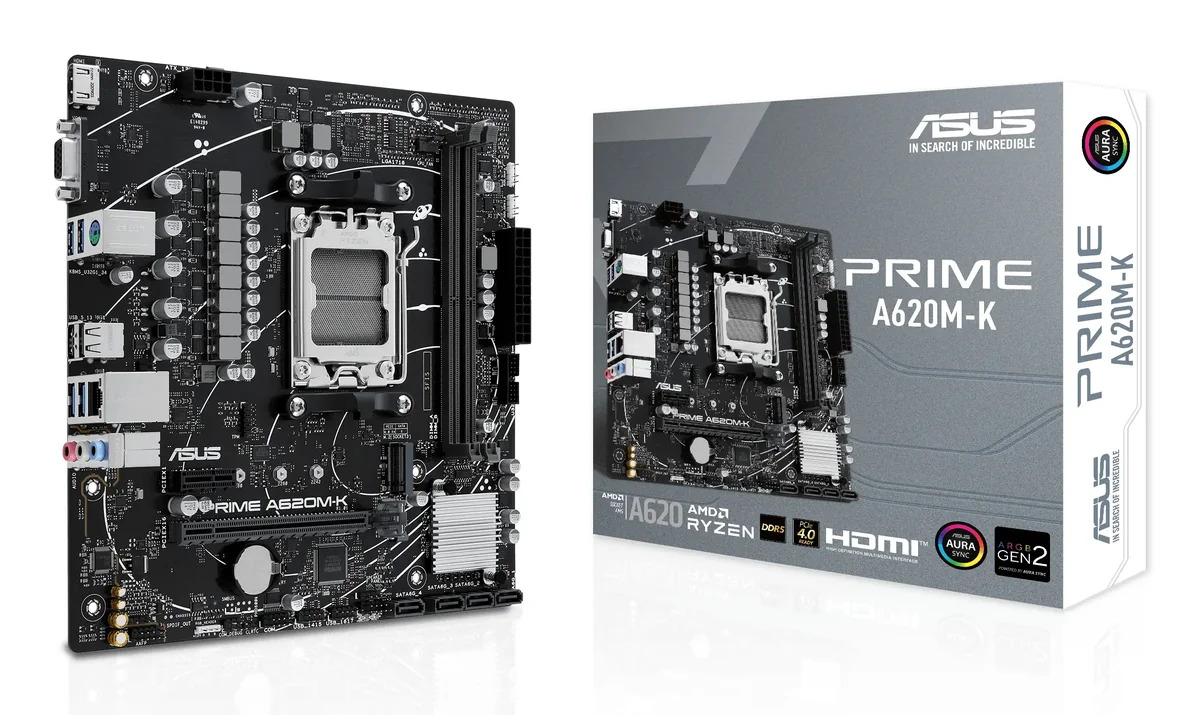 ASUS PRIME A620M-K Emolevy - AMD A620 - AMD AM5 - DDR5 RAM - Micro-ATX