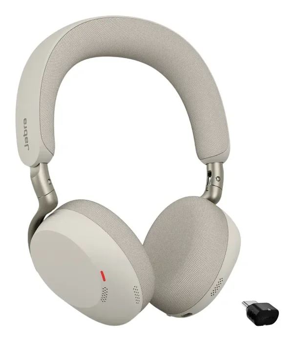 Jabra Evolve3 75 MS Link390C -langaton kuulokemikrofoni + langaton latausalusta ja USB-C-sovitin, Warm Grey