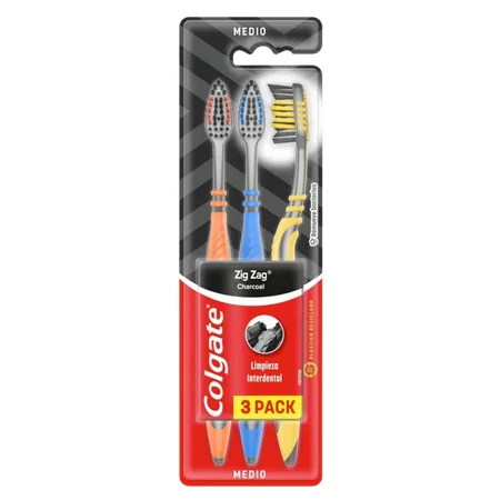 Colgate Charcoal Zigzag Medium Hammasharja - 3 kpl