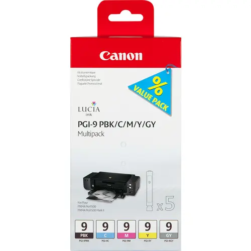 Canon Muste Monipakkaus Pgi-9 (pbk/c/m/y/gy)