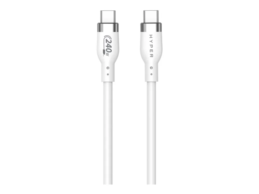 HyperJuice - USB-kaapeli - 24-nastainen USB-C (uros) - 24-nastainen USB-C (uros) - USB 2.0 - 1 m - Extended Power Range (EPR), USB Power Delivery (240 W) - valkoinen - valkoinen