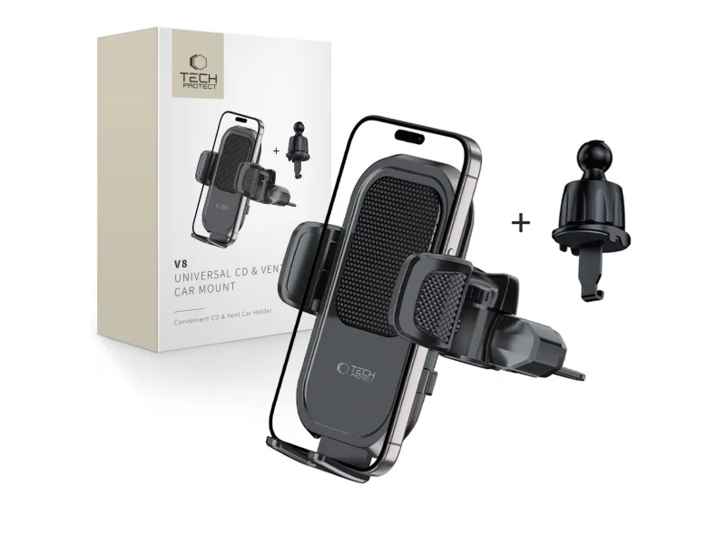 Tech-Protect V8 Car Mount for CD Slot or Air Vent Grille - Black
