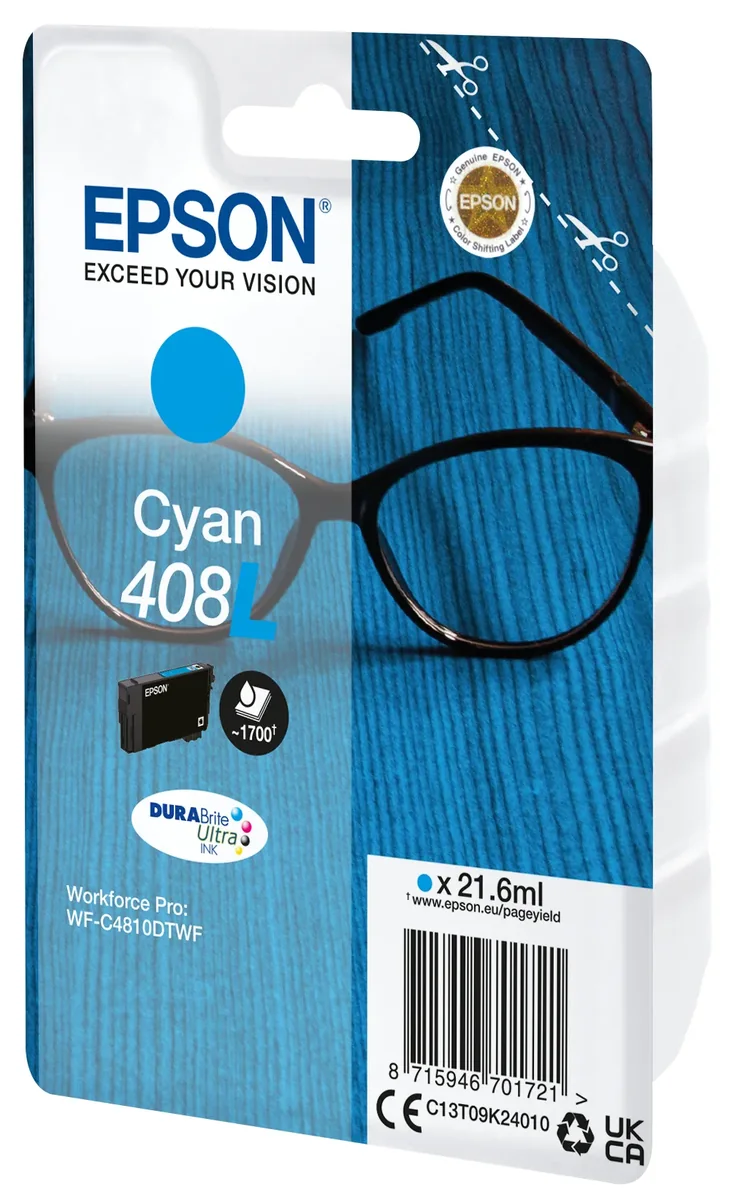 Epson 408L XL-mustekasetti, 21.6 ml, cyaani