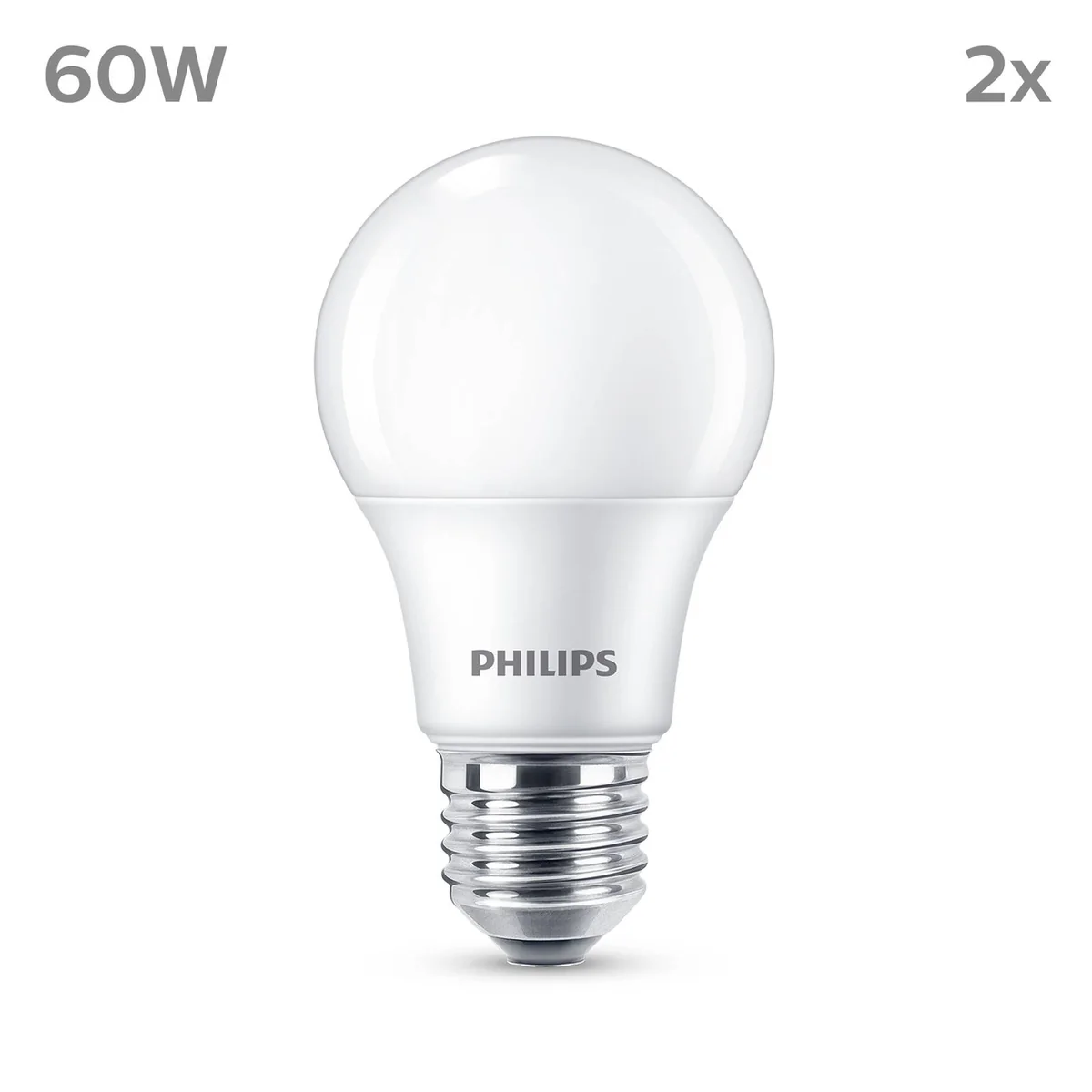 Philips LED-lamppu 8W/827 (60W) himmeä 2-packattu lamppu E27