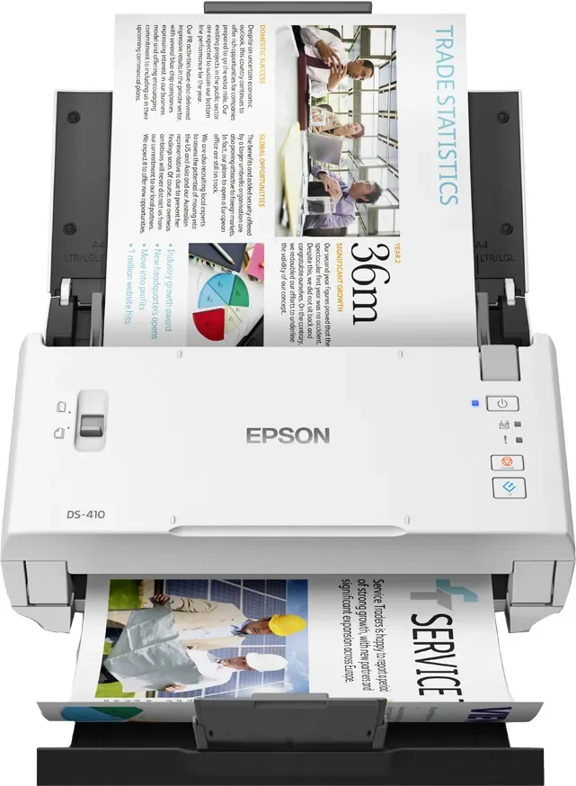 Epson WorkForce DS-410 - Asiakirjaskanneri - Kosketuskuvasensori (CIS) - Duplex - A4 - 600 dpi x 600 dpi - jopa 26 sivua/min (mono) / jopa 26 sivua/min (väri) - ADF (50 arkkia) - jopa 3000 skannausta päivässä - USB 2.0