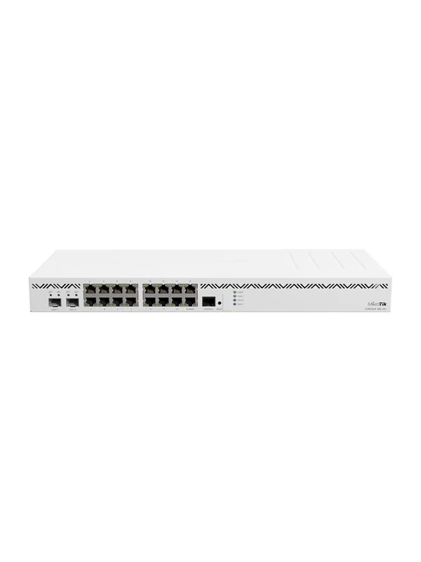 MikroTik CCR2004-16G-2S+ Cloud Core -reititin, jossa on 16 Gigabit Ethernet -porttia ja 2x10G SFP+ koteloa. - Router