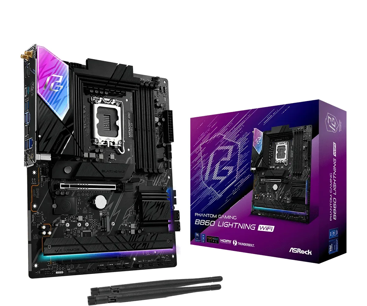 ASRock B860 Lightning WiFi Emolevy - Intel B860 - Intel LGA1851 - DDR5 RAM - ATX