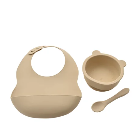 Bambino Bib Bowl & Spoon Natural Silicone Feeding Set