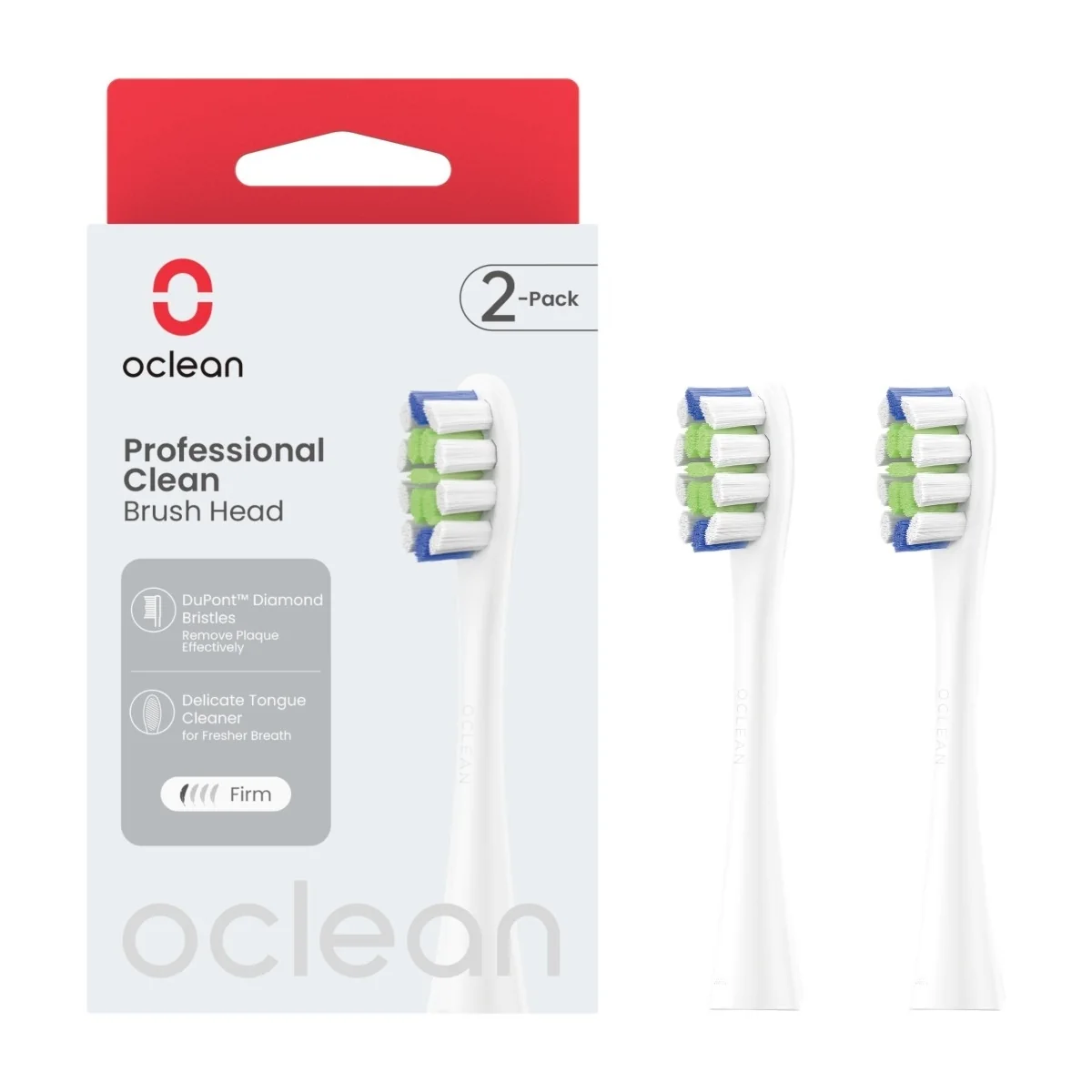 Oclean Professional Clean 2 kpl -vaihtoharjaspäät, Valkoinen
