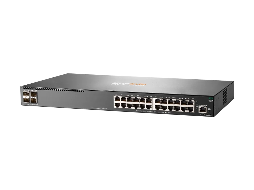 HPE Aruba 2930F 24G 4SFP+ - Kytkin - L3 - Hallittu - 24 x 10/100/1000 + 4 x 1 Gigabit / 10 Gigabit SFP+ (uplink) - telineeseen asennettava